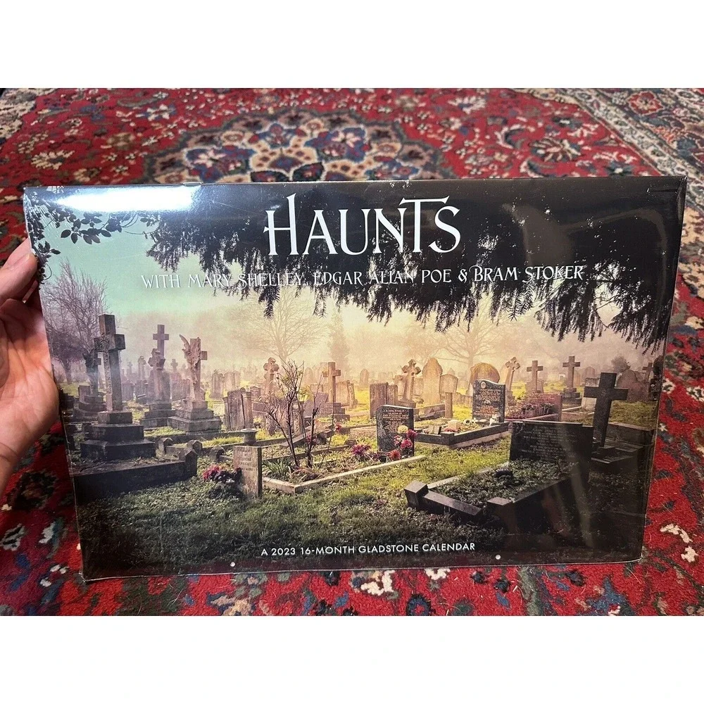 Haunts Mary Shelley Edgar Allan Poe Bram Stoker calendar 2023 art houses 18x12